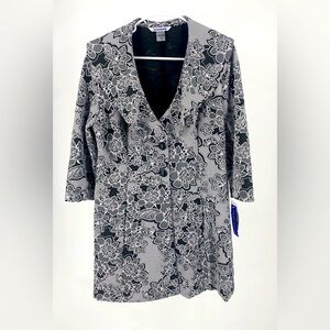 Nygard floral‎ print fitted jacket, long blazer coat size 12
